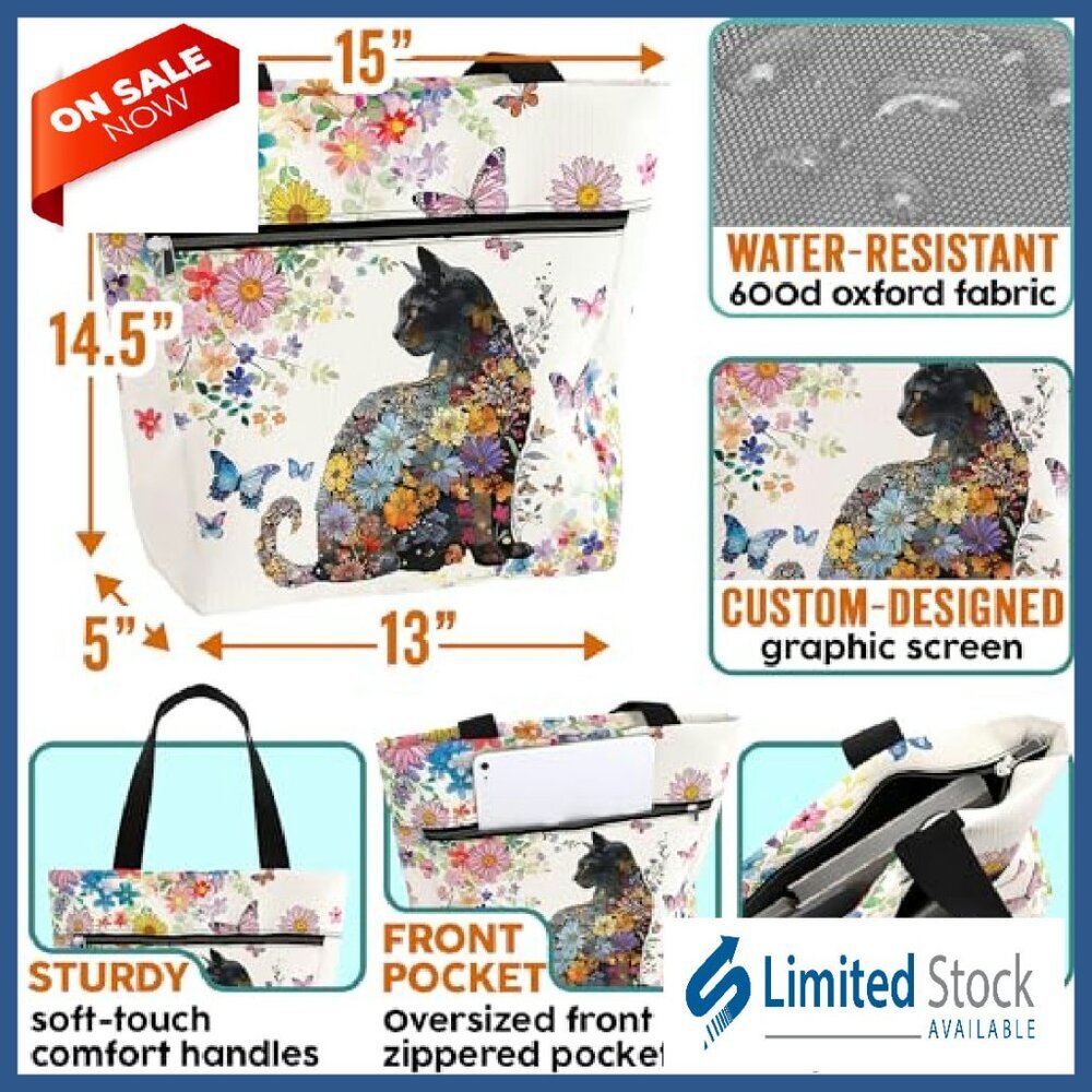 Waterproof Tote Bag with Multiple Pockets for Work and Travel - Picture 3 of 8